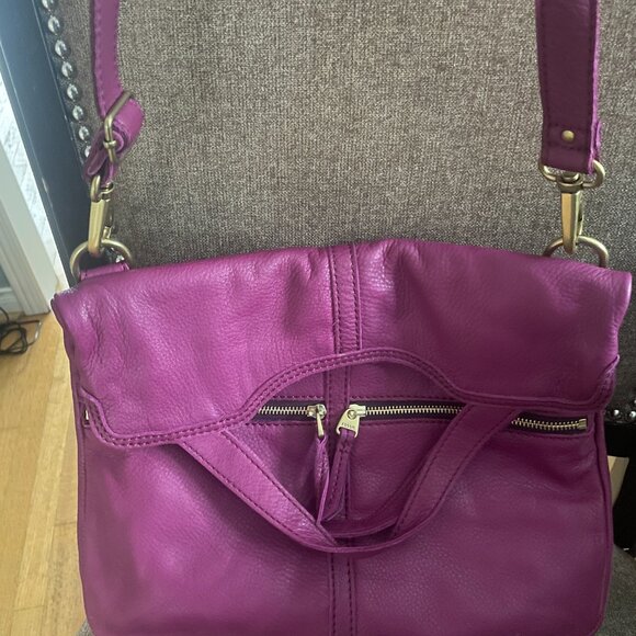 Fossil Fuchsia Purple Leather Folding Tote Purse Large Bag - Picture 4 of 12